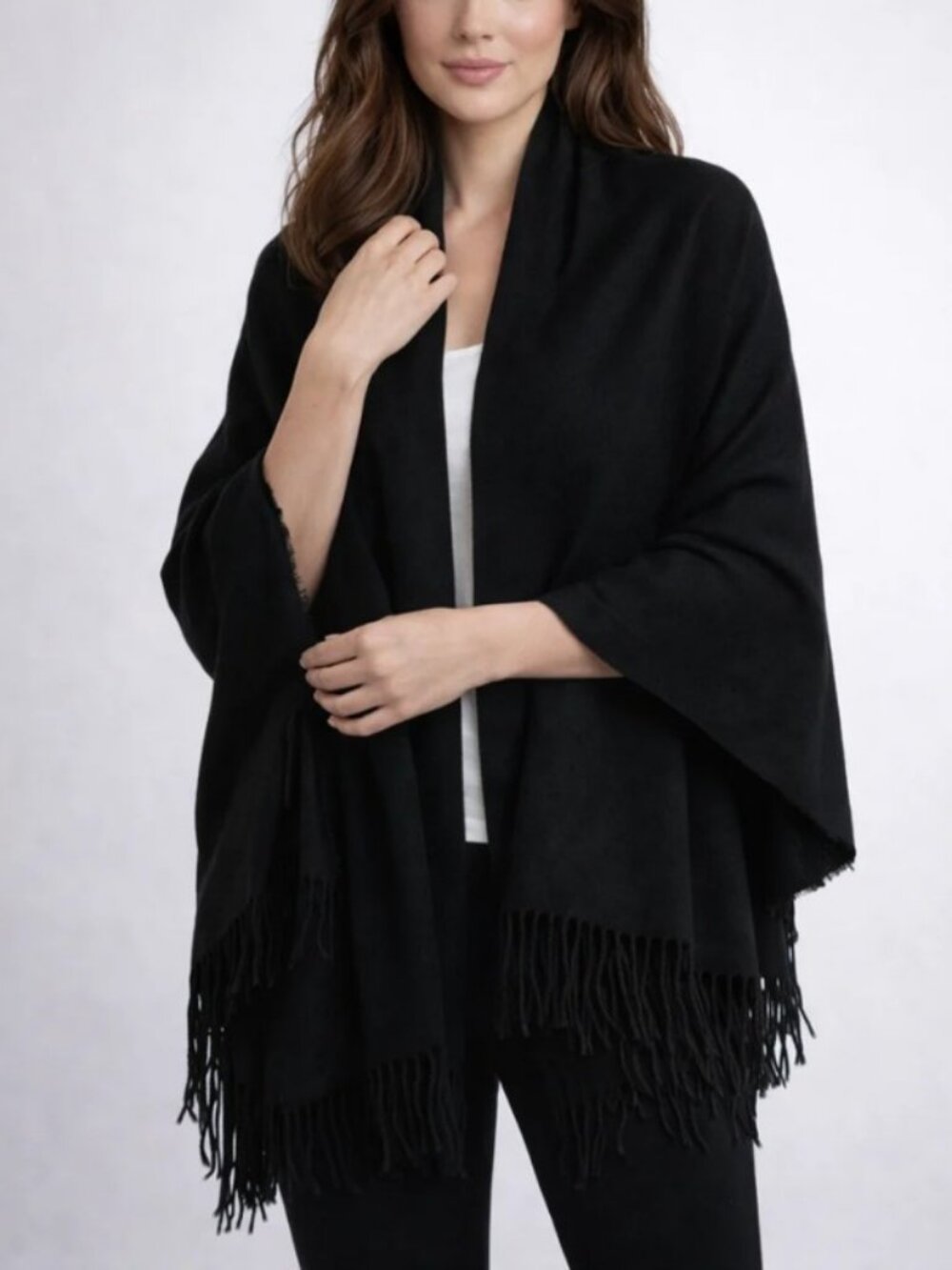Croft & Barrow open front knit shawl black women's one size